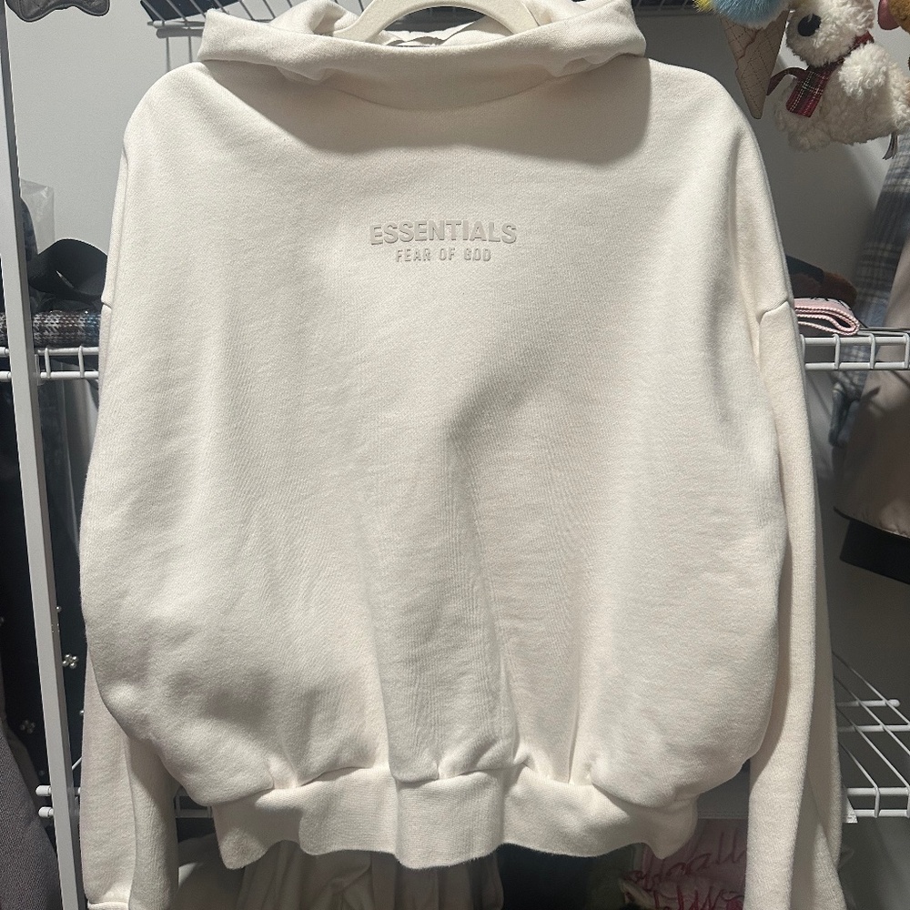 Fear Of God Essentials Size S Off White Bonded Hoodie